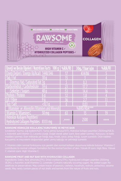 Rawsome 7 قطع كولاجين خالي من الغلوتين 30 جرام