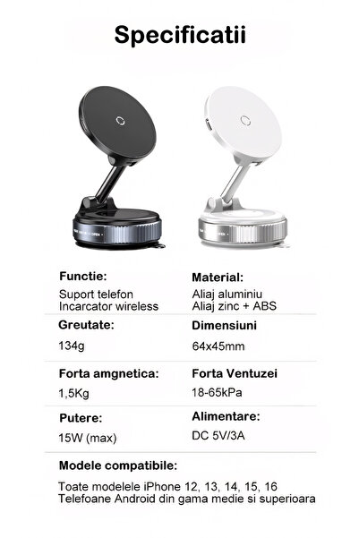 HYDER MagSafe phone holder, 15W wireless charging, 180° rotation, aluminum alloy construction, foldable