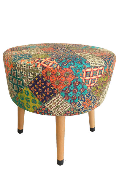 ustaagac Osmanlı Bohem Etnik Puf Koltuk Bench Tabure – Dekoratif Ahşap Ayaklı | Doğal & Modern Stil