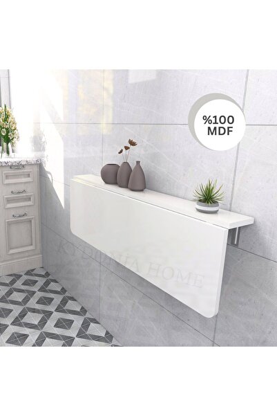 Kydonia Home 110x60 Cm Oval Köşeli Sabit Raflı Duvara Monte Kırma Katlanır Masa