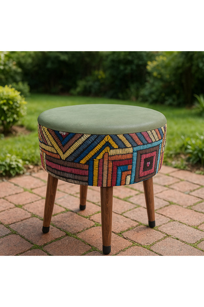 ustaagac Etna Gökkuşağı Yeşil Renkli Puf – Gürgen Ayaklı, Çok Amaçlı Kullanım