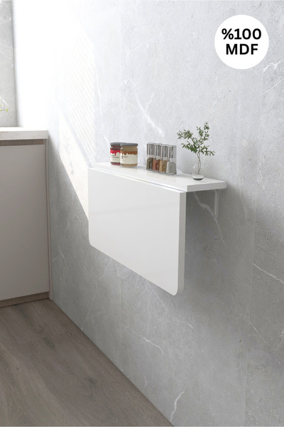 Kydonia Home 72x45 cm Oval Köşeli Beyaz Sabit Raflı Duvara Monte Kırma Katlan...