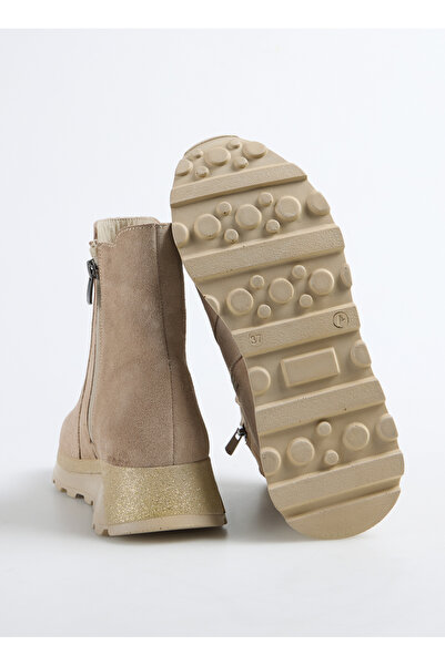 Cotton Bar Deri Bej Kadın Bot D-ANABEN