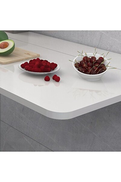 Kydonia Home 110x60 Cm Oval Köşeli Sabit Raflı Duvara Monte Kırma Katlanır Masa