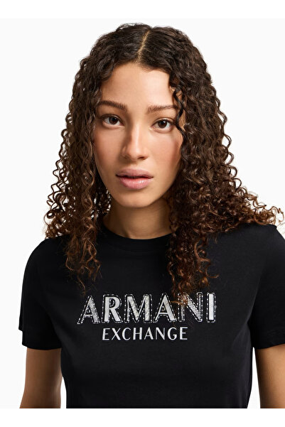 Armani Exchange Μαύρο μπλουζάκι με λαιμόκοψη XW000387