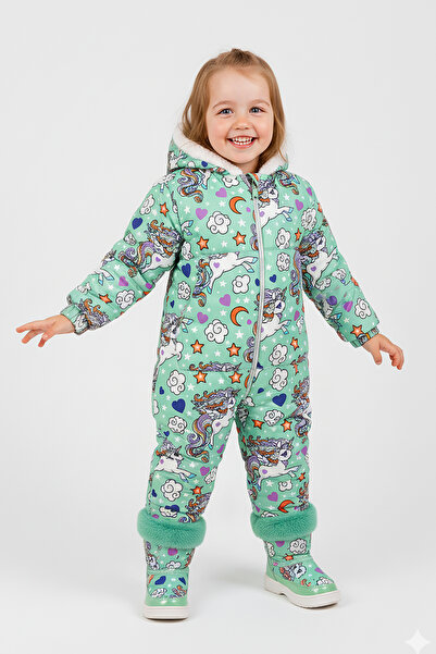 ekozmonot bebek tulumları 2-3-4-5-Yaş Astronot Tulum Pony Desenli Su ve Rüzga...