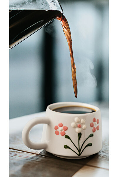 touchmughm Pink Set of 6 Special Embossed Hand-Painted Ceramic Mug, Double, Coffee Cup, Mug