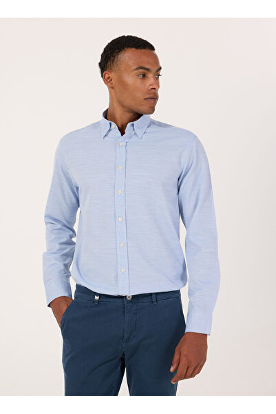 ALTINYILDIZ CLASSICS Altınyıldız Classics Comfort Fit Düğmeli Yaka Mavi Erkek Gömlek ACE020252049_MAV
