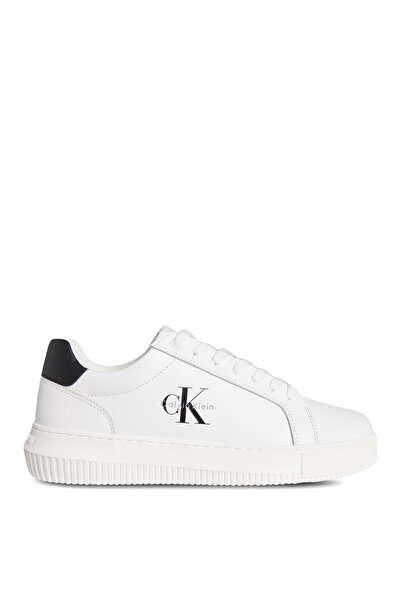 Calvin Klein Erkek Marka Logolu Şık Görünüşlü Deri Gündelik Kullanıma Uygun Beyazz1 Sneaker YM0YM01