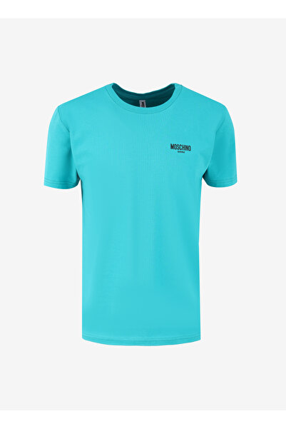 Moschino Yeşil Erkek Bisiklet Yaka Desenli T-Shirt 241V3A0781