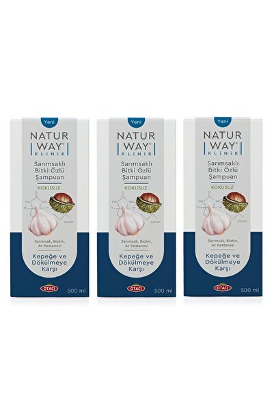 Otacı Naturway Klinik Sarımsaklı Bitki Özlü Şampuan 500 Ml Kepeğe Ve Dökülmeye Karşı X 3 Adet