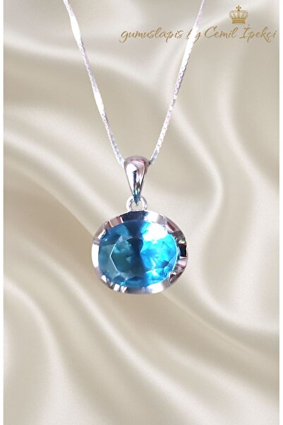 lpsankara Yan Motif Lab Topaz Taşlı Gümüş Kolye