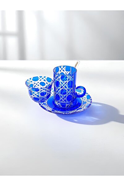 AKDEN STORE Kesme Dekor Cam Çay Takımı ve Mıra Seti Arap Çay Takımı Seti 18 Parça 6 Kişilik