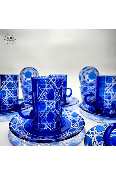 AKDEN STORE Kesme Dekor Cam Çay Takımı ve Mıra Seti Arap Çay Takımı Seti 18 Parça 6 Kişilik
