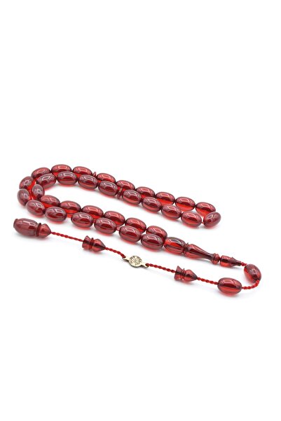 Murty99 Ahmet Emin Master Semnătură Almond Cut Red Squeeze Amber Tasbih