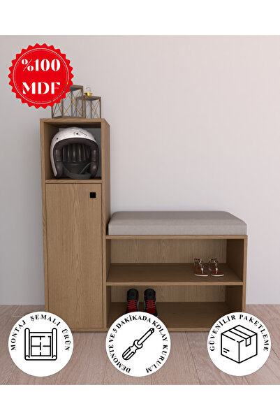 LemvoraHome Kapı Önü Ayakkabılık Puf | %100 MDF