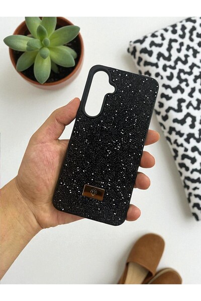 KVK PRİVACY Samsung S24 Plus -S25 Plus Uyumlu Siyah Taşlı Işıltılı Silikon Kılıf Darbeye Dayanıklı Kapak