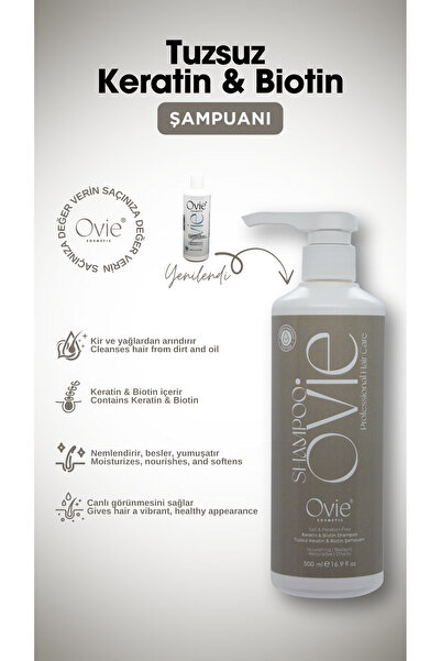 Ovie Tuzsuz Keratin & Biotin Saç Bakım Şampuanı