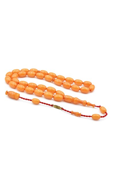 Murty99 Ahmet Emin Signed Almond Cut White Squeezed Amber Prayer Beads
