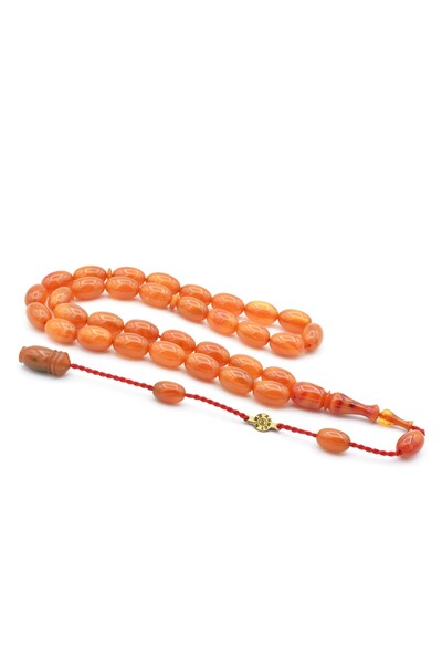 Murty99 Ahmet Emin Signed - Beige Almond Cut Amber Prayer Beads