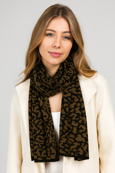 Sebir Moda Πλεκτό κασκόλ με λεοπάρ σχέδιο