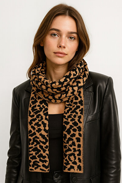 Sebir Moda Eșarfă de tricotaj cu model leopard