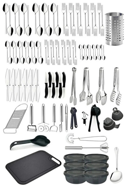 Homerest 104 Adet Çatal Kaşık Bıçak Takımı, 12 Kişilik Sade Model Modern Çata...