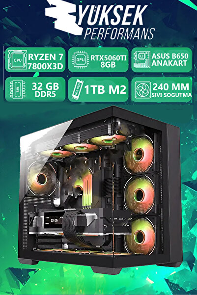 Dmc N335 Windows 11 Ryzen 7 7800X3D,32GB RAM,1TB M2,8GB RTX5060ti,Oyuncu Masa...