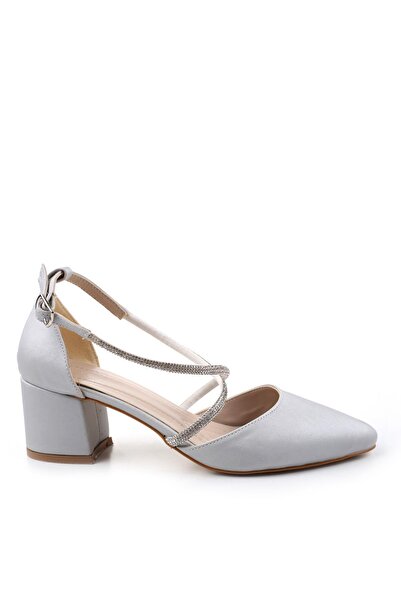 Ceylan 3909 Model Stone Detailed 5,5 Cm Satin Pantofi de damă Cu Toc