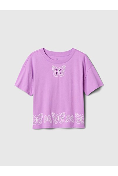GAP Kız Çocuk Lila Grafikli T-Shirt