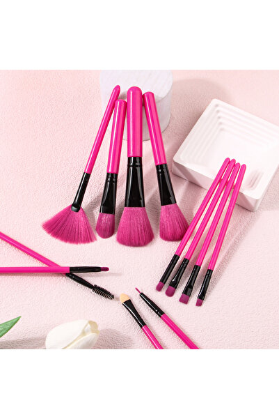 Choice مجموعة فرش مكياج وردية اللون مكونة من 12 قطعة، فرش خافي عيوب أحمر الخد...