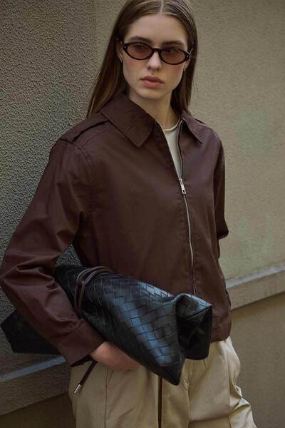 Hooopstore Κοντό μπουφάν Gabardine καφέ