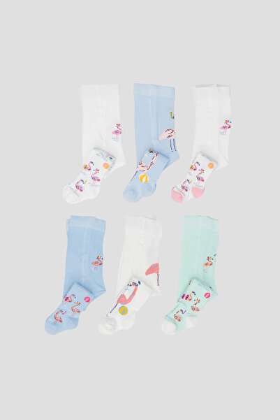 Defne Baby 6 Adet Sevimli Flamingo Desenli Kız Çocuk Ve Bebek Külotlu Çorap