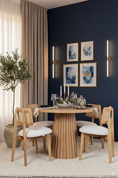 Woodenbend Monaco Ahşap Natural Masa Sandalye Takımı 90x90 – 4 Doğal Hazeranl...