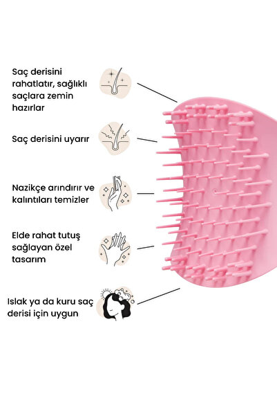 Tangle Teezer Scalp Brush Pink Masaj & Saç Fırçası - Islak Kuru Kullanım (Tüm Saç Tipleri)