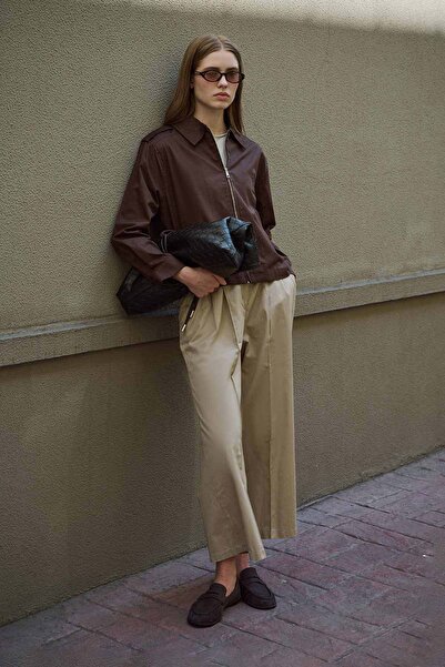 Hooopstore Κοντό μπουφάν Gabardine καφέ