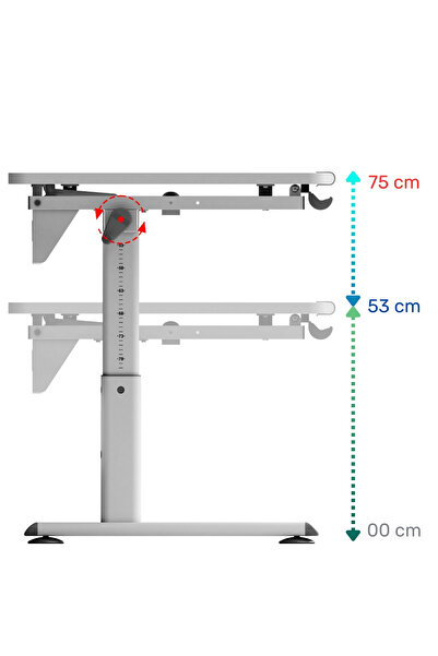 Creo Mobili Mini Vega Simple Çalışma Masası, Yükseklik Ayarlı Çalışma Masası, Çocuk Ekru Ders Çalışma Masası