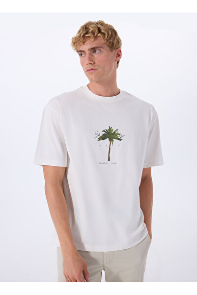 HUGO Bisiklet Yaka Düz Natürel Erkek T-Shirt 50538972_Duwom 10266462 01