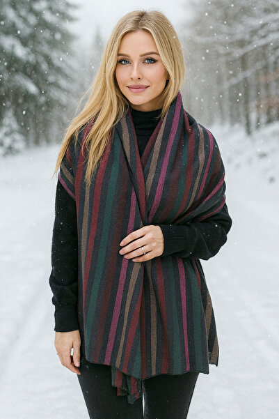 TAKIŞTIR Mixed Color Kilim Patterned Shawl