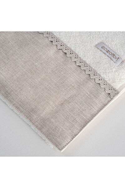 Ecocotton Рушник Ayliz з вишивкою - 100% органічна бавовна, льон, бордюр, кремовий, 50x90 см