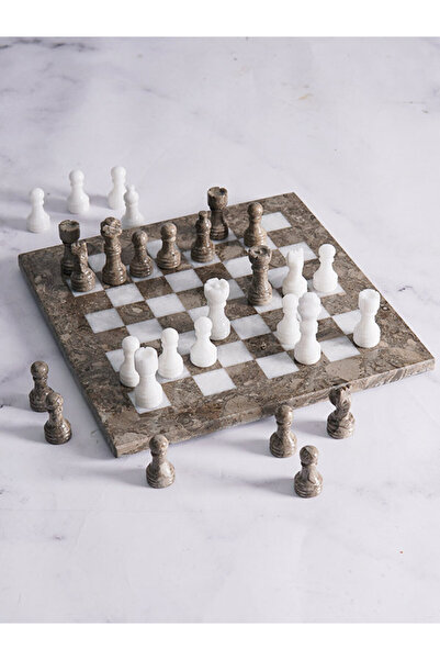 Radicaln مجموعة شطرنج رخامية مصنوعة يدويًا، مقاس 10 بوصات، بتصميم محيطي وأبيض، مع صندوق تخزين، وملكات إضافية، وفكرة هدية