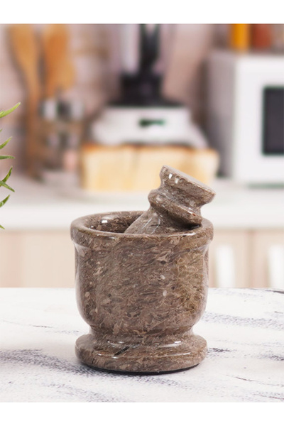 Radicaln Mini Oceanic Marble Mortar & Pestle Set – Natural Stone Spice Grinder 6.35 cm