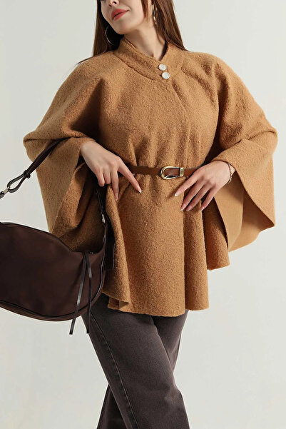 Esma Style Kadın Kemer Detaylı Buklet Panço