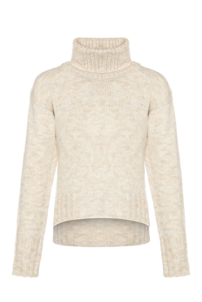 F&K 3X2 High Neck Feathered Sweater