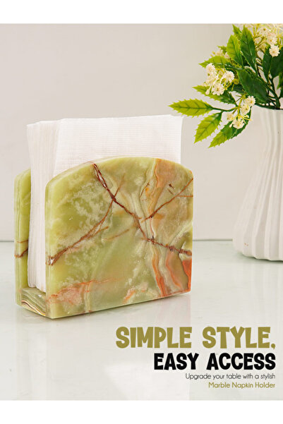 Radicaln حامل مناديل رخامي من العقيق الأخضر، مقاس 5.5 بوصة - حامل مناديل وكوك...