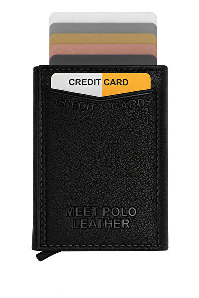 ZERAMİNE Mechanismed Faux Leather Men's Wallet – Waterproof Multi-Compartment Card Holder