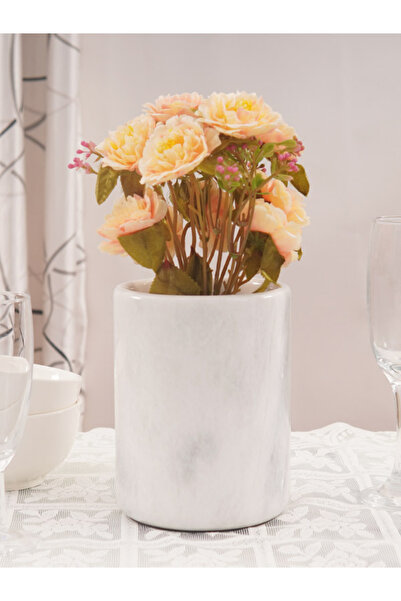 Radicaln Marble Utensil Holder 6.5" White Handmade – Kitchen Counter Jar for Spoons & Spatulas