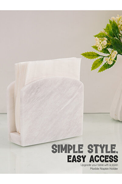 Radicaln حامل مناديل رخامي أبيض ٥.٥ بوصة - مصنوع يدويًا من مناديل المائدة وحا...