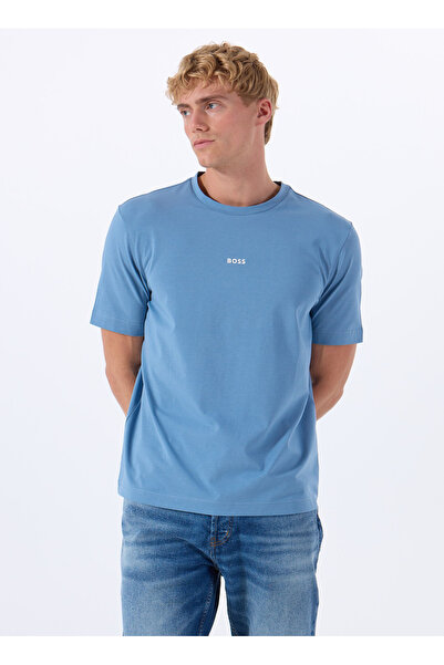 BOSS Bisiklet Yaka Mavi Erkek T-Shirt TChup