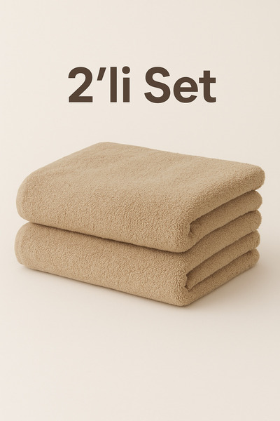 MEŞELİ TEKSTİL 2-х комплект молочно-коричневих рушників для спа-сауни, хамаму та готелю, розмір 90x150 | Стійкі до вицвітання